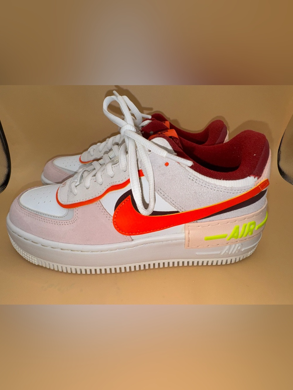 Nike Air Force 1 Shadow White Crimson Tint Bright Mango Sneakers Women 7 /M 5.5 - Picture 6 of 17